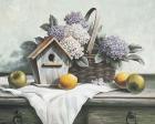 Birdhouse, Hydrangea, Apple