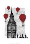 Big Ben and Red Hot Air Balloons