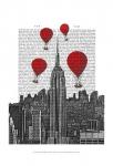 Empire State Building and Red Hot Air Balloons