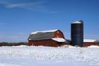 Barn And Silo In Winter