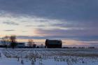 Sunset On Farm In Winter
