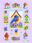 Bluebird And Pansies