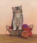 Kitten And Wool Basket