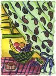 Fruit Bowl and Paisly Curtain