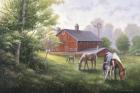 Country Road W/ Horses/Barn
