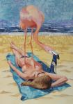 Flamingo On Sun Bather