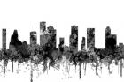 Houston Texas Skyline - Cartoon B&W