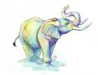 Watercolor Safari- Green Elephant