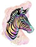 Watercolor Safari- Rainbow Zebra