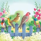 Songbirds On Fence