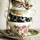 Antique Cups and Saucers with Pearls 1