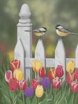 Chickadees And Tulips