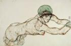 Reclining Female Nude with Green Cap, Leaning to the Right, 1914