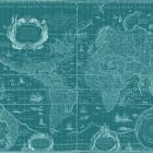 Blueprint World Map, teal
