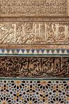 Calligraphy, Stucco and Tile Work, Bou Inania Madrasa, Fez, Morocco.