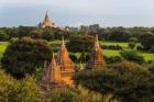 Ancient Temple and Pagoda at Sunrise, Bagan, Mandalay Region, Myanmar