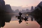 Traditional Chinese Fisherman with Cormorants, Li River, Guilin, China
