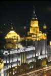 Night View of Colonial Buildings on the Bund, Shanghai, China