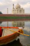 Canoe in Water with Taj Mahal, Agra, India