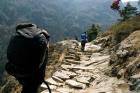 Trekkers on the trail towards Namche Bazaar, Khumbu, Nepal