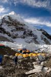Tents Scattered along Khumbu Glacier,  Mt Everest, Nepal