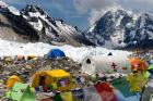 Tents of Mountaineers Scattered along Khumbu Glacier, Base Camp, Mt Everest