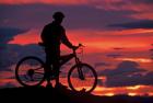 Mountain Biker and Sunset, Dunstan Mountains, Central Otago