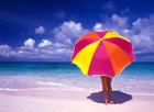 Female Holding a Colorful Beach Umbrella on Harbour Island, Bahamas