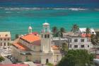 Town View and Church on Marie-Galante Island, Guadaloupe, Caribbean