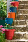 Staircase with Flower Planters, Fiskardo, Kefalonia, Ionian Islands, Greece