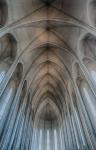 Iceland, Reykjavik, Ribbed Vaults In The Modern Cathedral Of Hallgrimskirkja