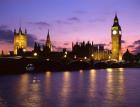 Big Ben, Houses of Parliament and the River Thames at Dusk, London, England