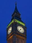 Famous Big Ben Clock Tower illuminated at dusk, London, England