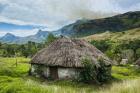 Traditional thatched roofed huts in Navala in the Ba Highlands, Fiji