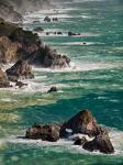 California, Big Sur Waves Hit Coast And Rocks