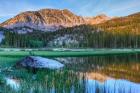 California, Sierra Nevada Mountains Calm Reflections In Grass Lake