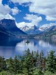 Cumulus Clouds Drift Over Saint Mary Lake And Wild Goose Island