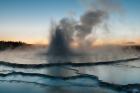 Eruption Of Fountain Geyser After Sunset, Wyoming