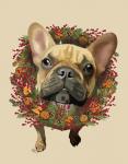 French Bulldog, Cranberry Wreath
