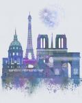Paris Skyline Watercolour Splash Blue