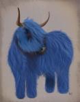 Highland Cow 2, Blue, Full