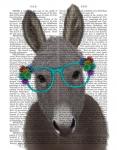 Donkey Turquoise Flower Glasses Book Print