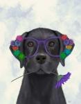 Black Labrador and Flower Glasses