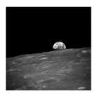 The first photograph taken by humans of Earthrise during Apollo 8.