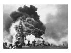 USS Bunker Hill Hit by Two Kamikazes