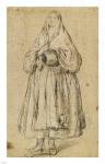 Standing Woman Holding a Muff and Shawl