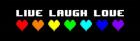Live Laugh Love -  Black Panoramic with Pixel Hearts