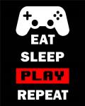Eat Sleep Game Repeat  - Black and Red