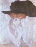 Woman with Black Feather Hat