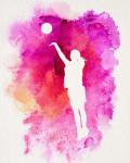 Basketball Girl Watercolor Silhouette Inverted Part IV